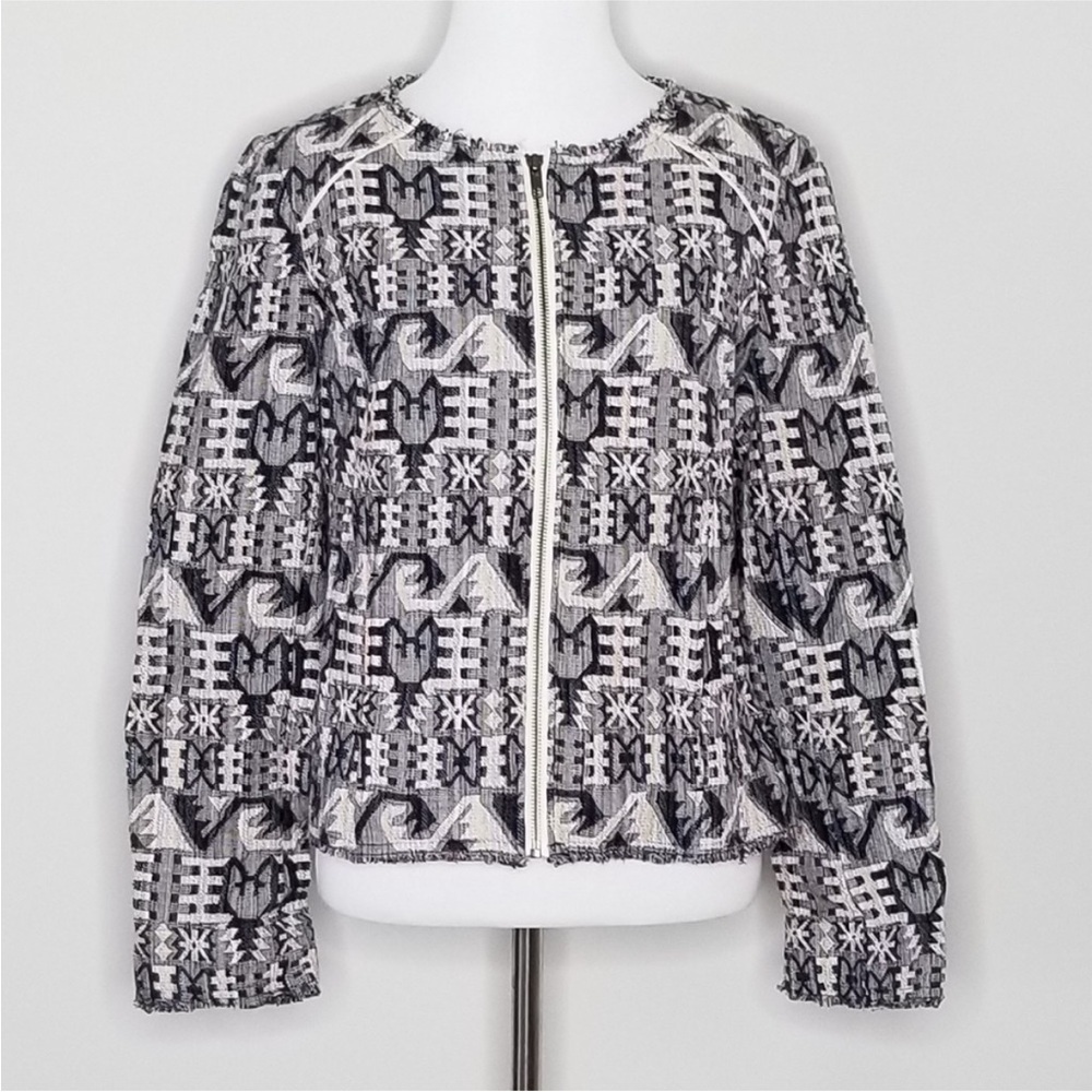 Anthropologie - Hei Hei faifo Textured Jacket in Blue & Cream - Picture 4 of 8